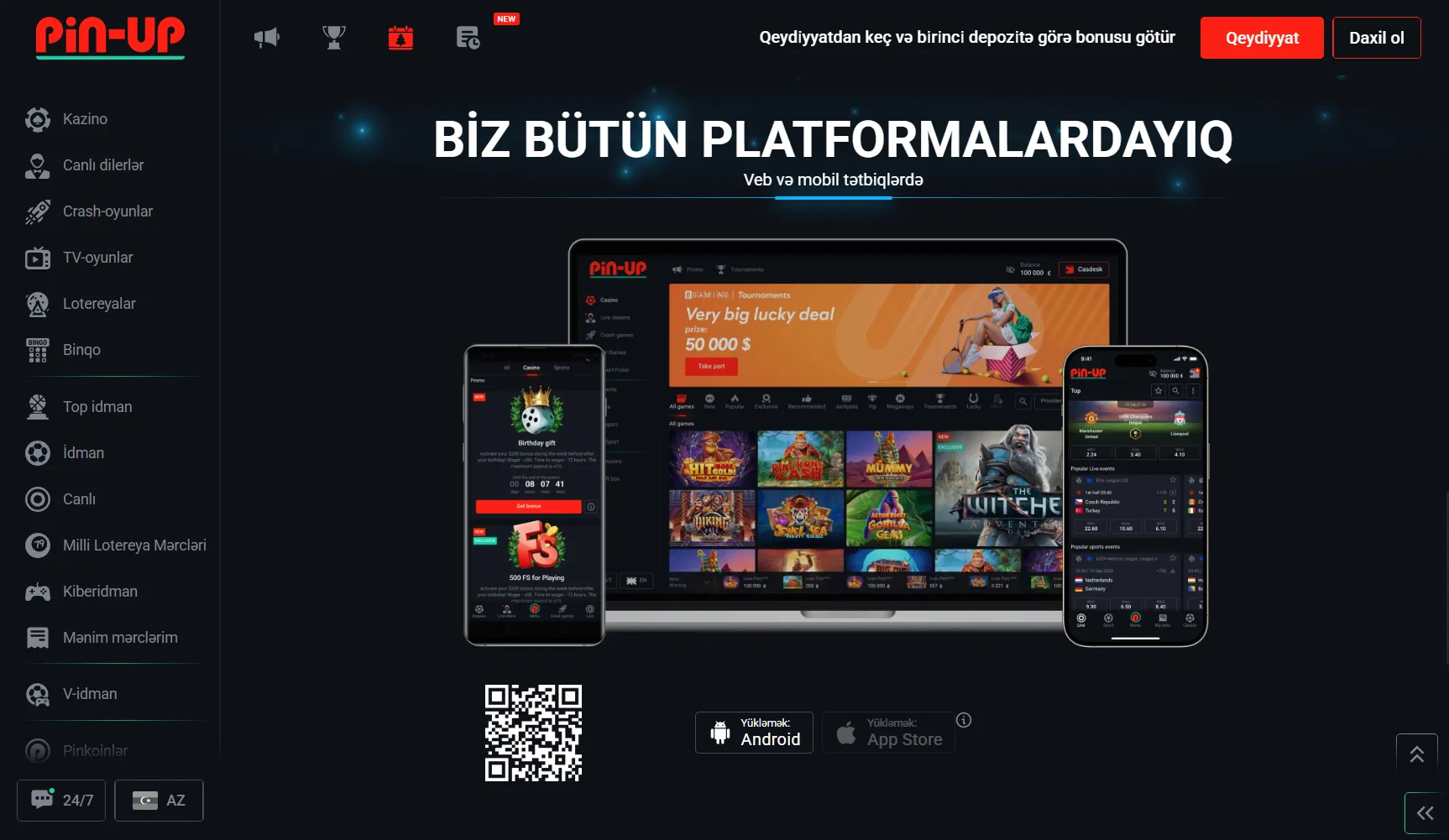 Pin-Up Casino indir — mobil tətbiqin yüklənməsi QR-kod ilə